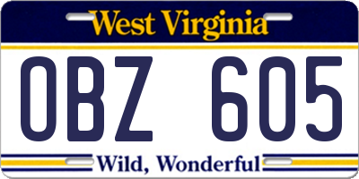 WV license plate OBZ605