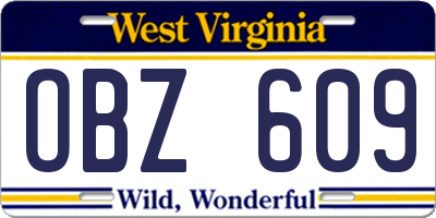 WV license plate OBZ609