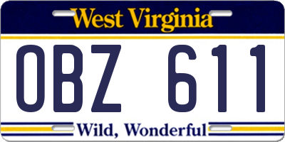 WV license plate OBZ611