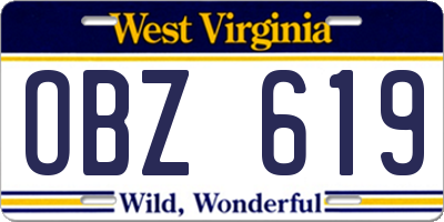 WV license plate OBZ619