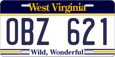 WV license plate OBZ621