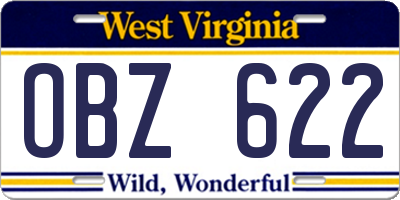 WV license plate OBZ622