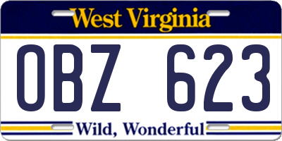 WV license plate OBZ623