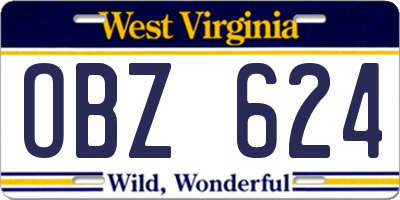 WV license plate OBZ624