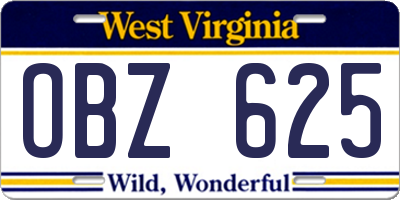 WV license plate OBZ625