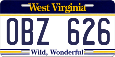 WV license plate OBZ626