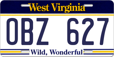 WV license plate OBZ627
