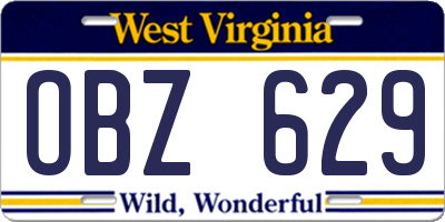 WV license plate OBZ629
