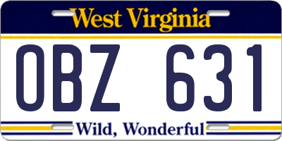 WV license plate OBZ631
