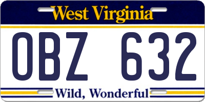 WV license plate OBZ632