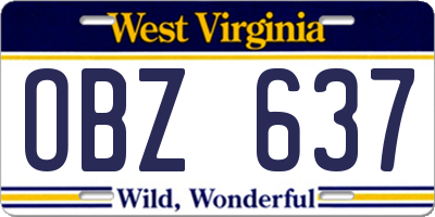 WV license plate OBZ637