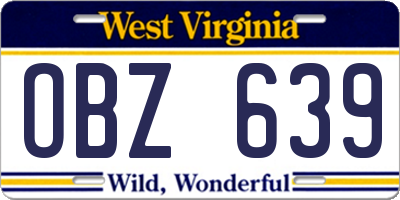 WV license plate OBZ639