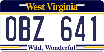 WV license plate OBZ641