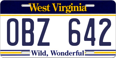 WV license plate OBZ642