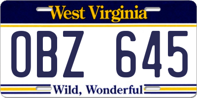 WV license plate OBZ645