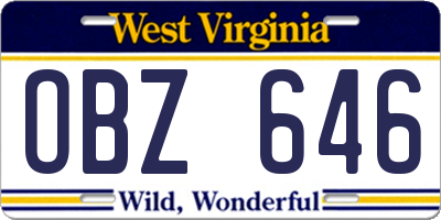 WV license plate OBZ646