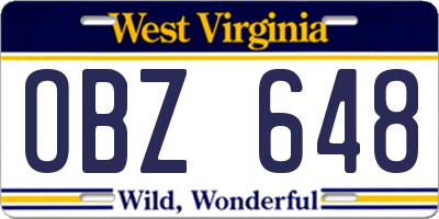 WV license plate OBZ648