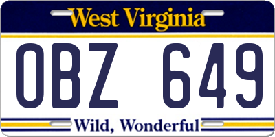 WV license plate OBZ649
