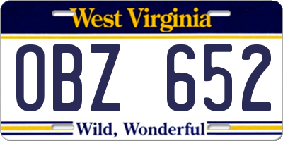 WV license plate OBZ652