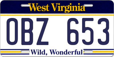 WV license plate OBZ653