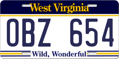 WV license plate OBZ654
