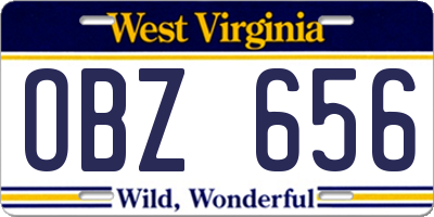 WV license plate OBZ656