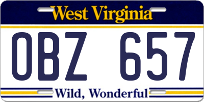 WV license plate OBZ657