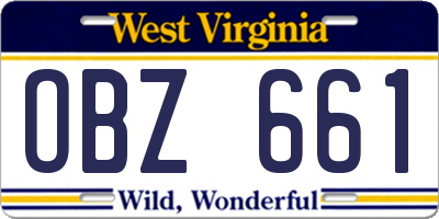WV license plate OBZ661