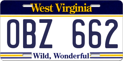 WV license plate OBZ662
