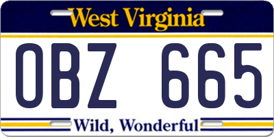 WV license plate OBZ665