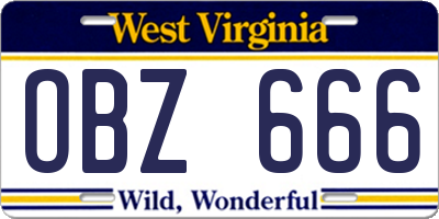 WV license plate OBZ666