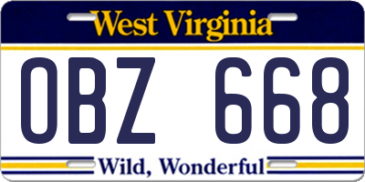WV license plate OBZ668