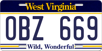 WV license plate OBZ669