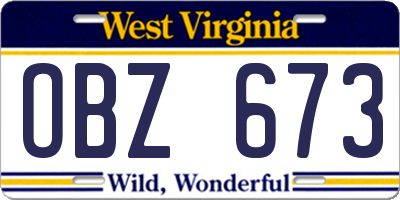WV license plate OBZ673