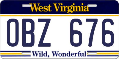 WV license plate OBZ676