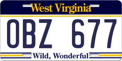 WV license plate OBZ677
