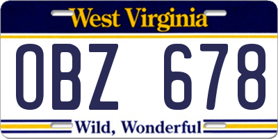 WV license plate OBZ678