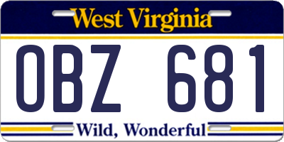 WV license plate OBZ681