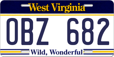 WV license plate OBZ682