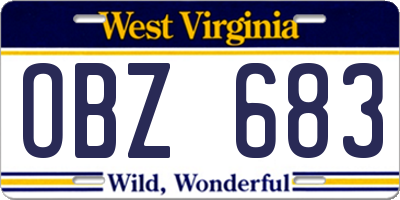 WV license plate OBZ683