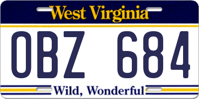 WV license plate OBZ684