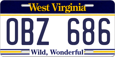 WV license plate OBZ686