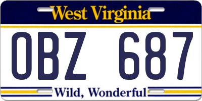WV license plate OBZ687