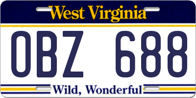 WV license plate OBZ688