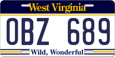 WV license plate OBZ689