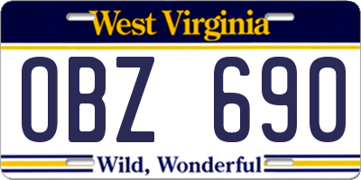 WV license plate OBZ690