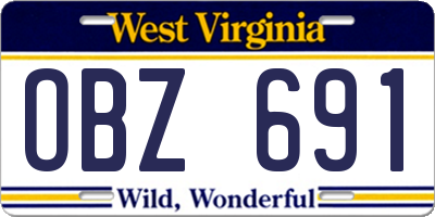 WV license plate OBZ691