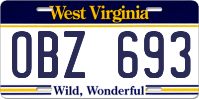 WV license plate OBZ693