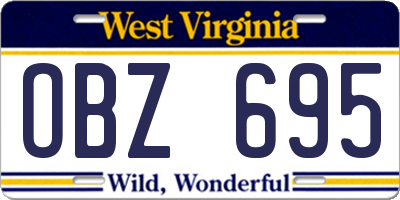 WV license plate OBZ695