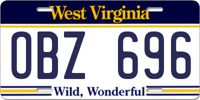 WV license plate OBZ696